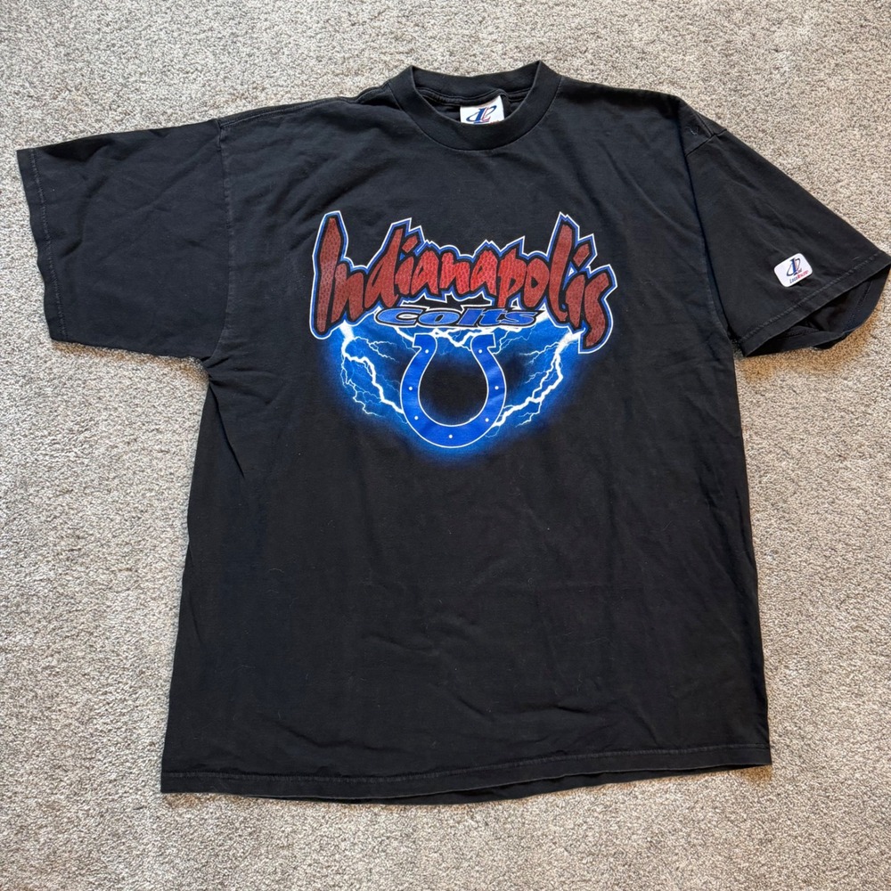 Vintage RARE Logo Athletic Indianapolis Colts NFL Lightning Graphic T-Shirt XL